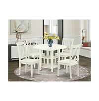 East West Furniture Dining Room Set Linen White