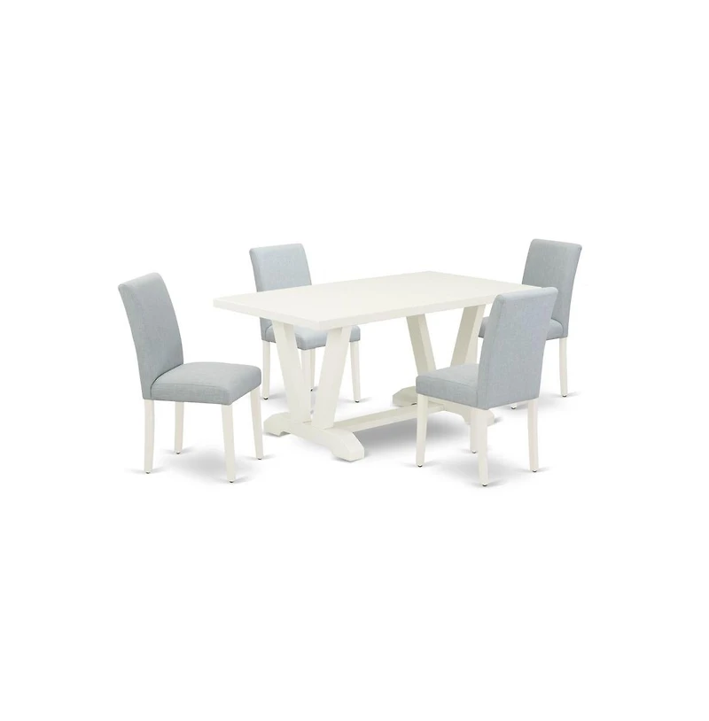 East West Furniture 5-Piece Dining Set Includes 4 Dining Room Chairs with Upholstered Seat and High Back and a Rectangular Dining Table