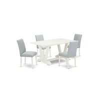 East West Furniture 5-Piece Dining Set Includes 4 Dining Room Chairs with Upholstered Seat and High Back and a Rectangular Dining Table