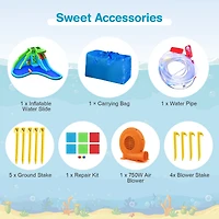 Inflatable Crocodile Style Water Slide Upgraded Kids Bounce Castle with 680W Blower