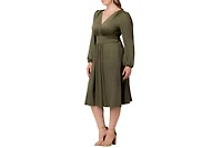 Kiyonna Plus Diana Long Sleeve Midi Dress