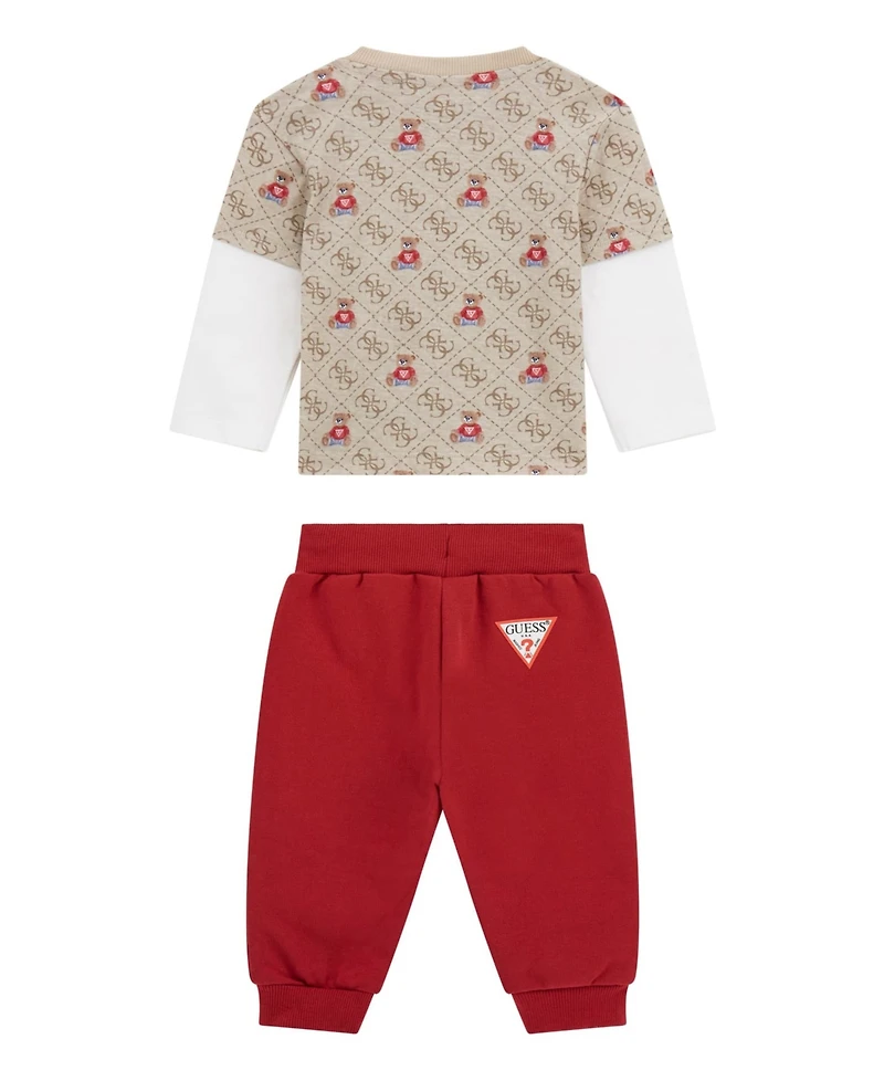 Guess Baby Boys 2-Piece Long Sleeve T-Shirt and Active Pant Set