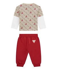 Guess Baby Boys 2-Piece Long Sleeve T-Shirt and Active Pant Set