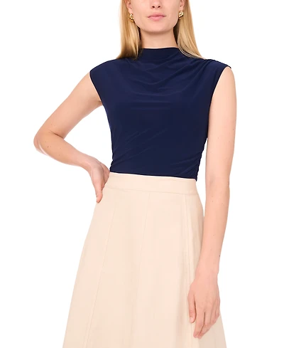 1.state Women's Draped Sleeve Mock Neck Knit Top