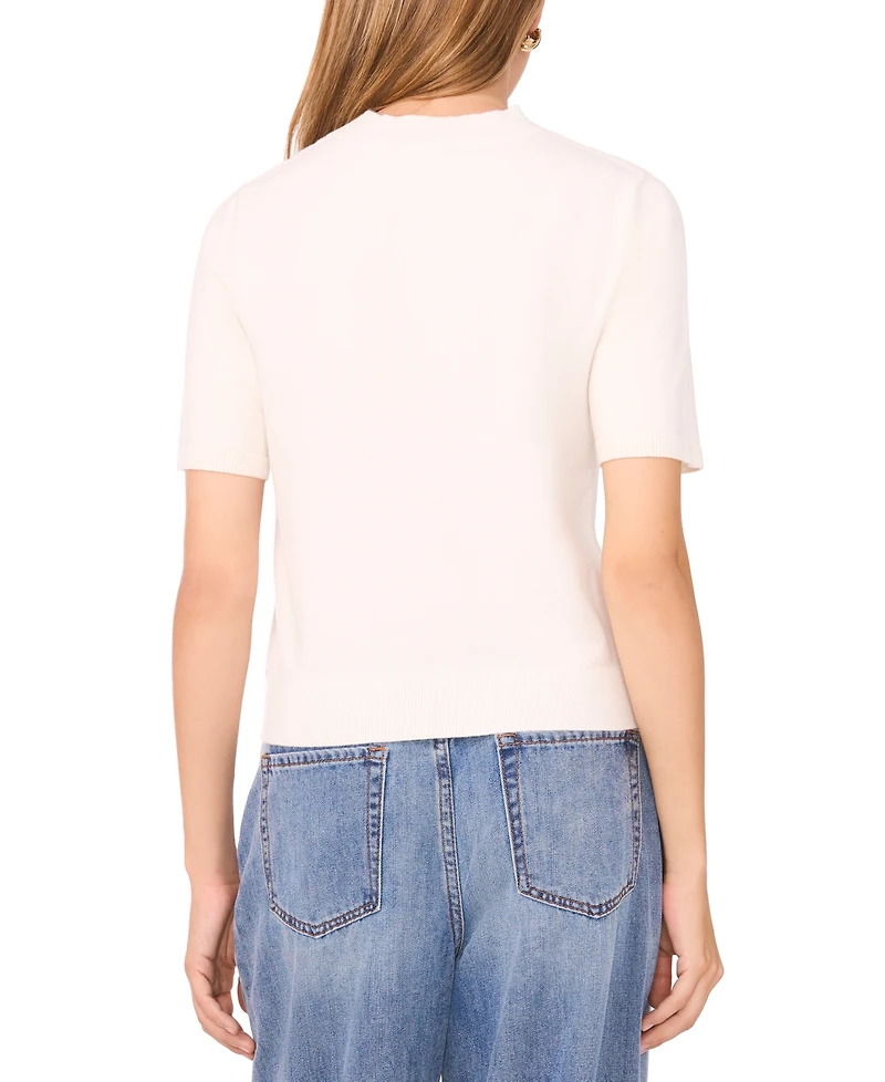 1.state Saddle Short Sleeve Crewneck Sweater