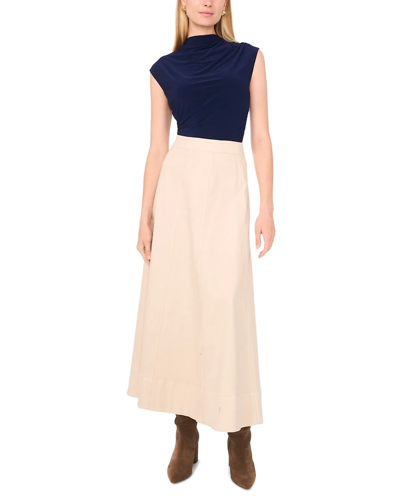 1.state Women's Draped Sleeve Mock Neck Knit Top