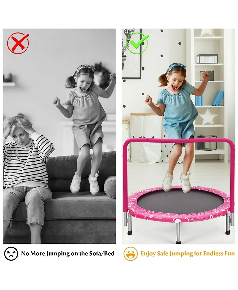 36 Inch Kids Mini Trampoline Rebounder with Full Covered Handrail