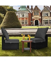 Gymax 2PCS Deep Seat Chair Cushion Pads Set Indoor Outdoor W/ Rope Belts