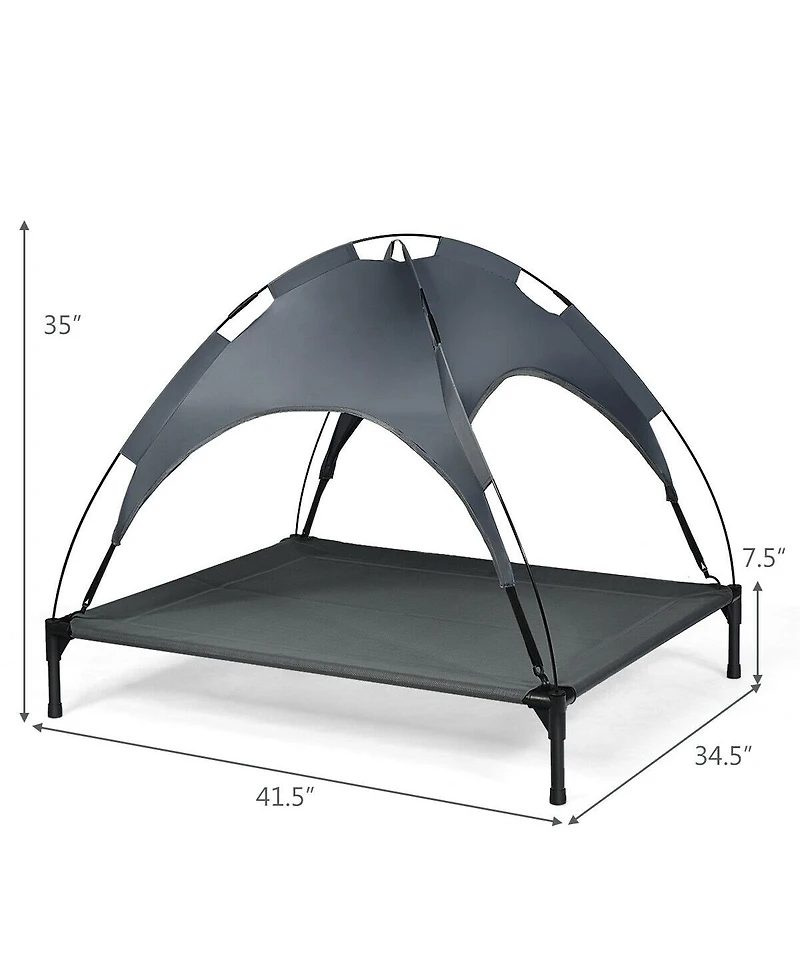Portable Elevated Outdoor Pet Bed with Removable Canopy Shade - 42 Inch
