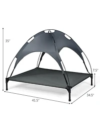 Portable Elevated Outdoor Pet Bed with Removable Canopy Shade - 42 Inch