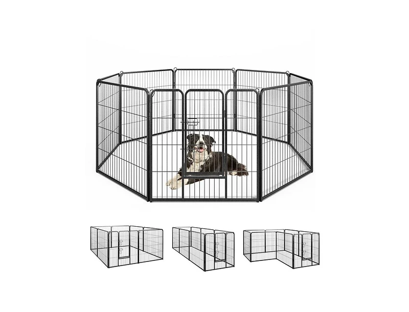 8-Panel 32 Inch Height Pet Fence for Indoor and Outdoor Use