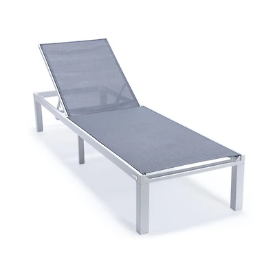 LeisureMod Marlin Patio Chaise Lounge Chair With White Aluminum Frame