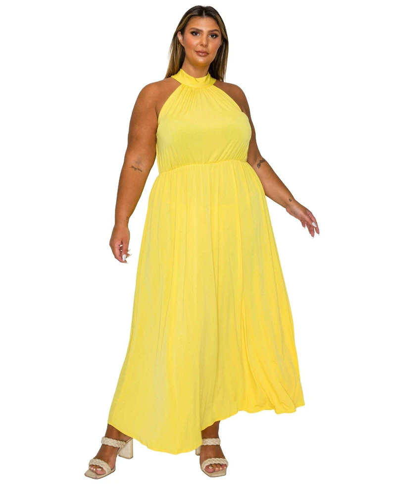 L I V D Women's Plus Cassia Halter Neck Dress