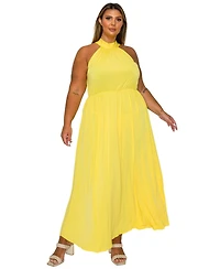 L I V D Women's Plus Cassia Halter Neck Dress