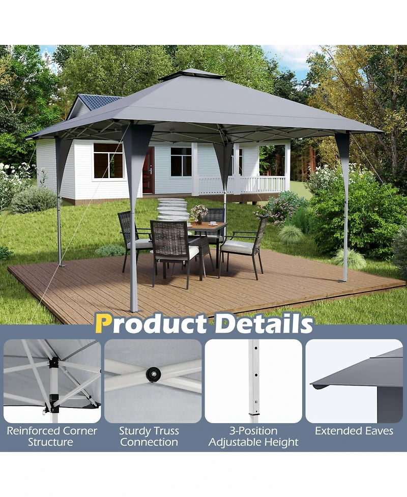 13 X 13 Ft Pop up Gazebo with Portable Carrying Bag 8 Stakes and 4 Wind Ropes