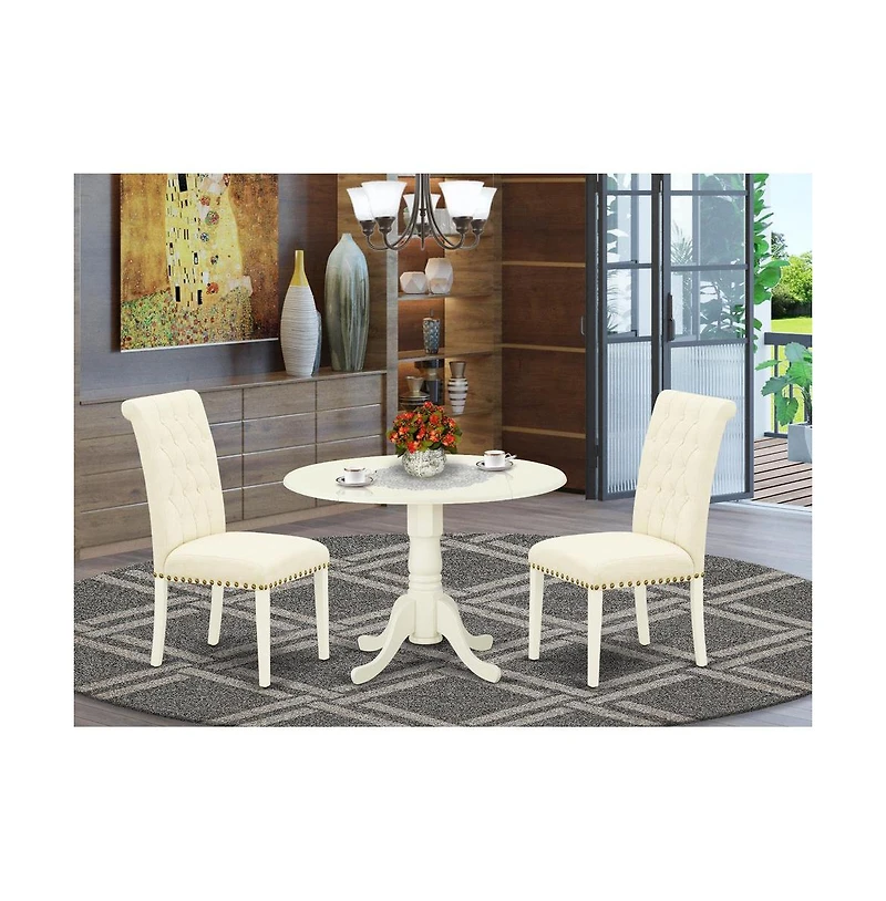 East West Furniture Dining Room Set Linen White