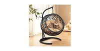 Yellow Cat Swing Bed with Stand and Cushion Indoor Outdoor Hammock for Pets