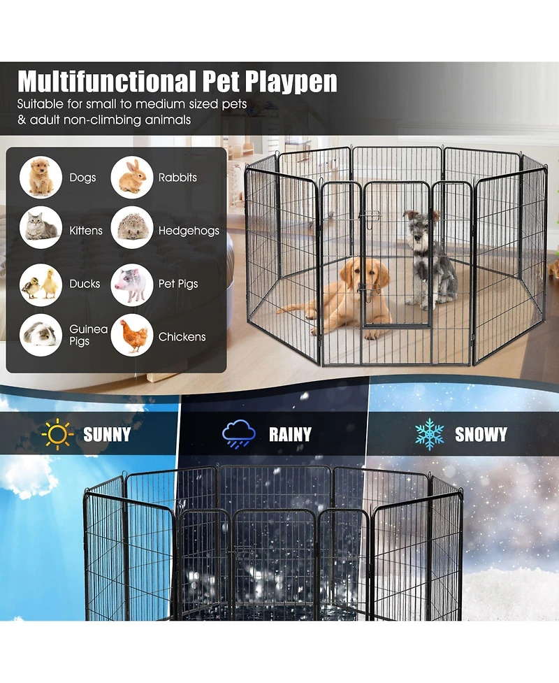 8 Metal Panel Heavy Duty Pet Playpen Dog Fence with Door - 48 Inches