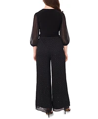 Msk Women's V-Neck Puff Sleeve Wrap Top
