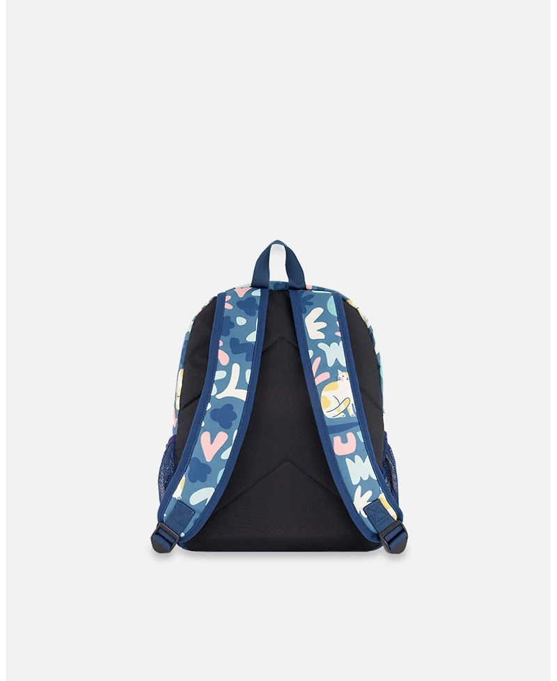 Deux par Deux Girl Little Kids Backpack Green Cat Print - Toddler|Child