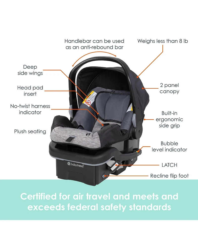 Baby Trend Passport Cargo Travel System (with Ez-Lift Plus Infant Car Seat) - Black Bamboo