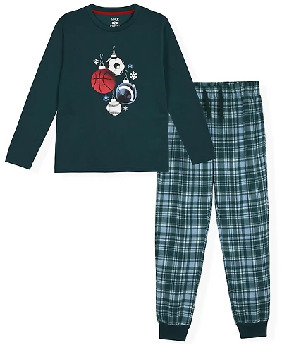 Max & Olivia Little and Big Boys 2-Piece Sports Top Plaid Jogger Pants Set