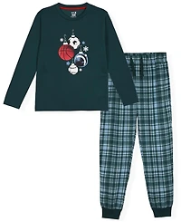 Max & Olivia Little and Big Boys 2-Piece Sports Top Plaid Jogger Pants Set