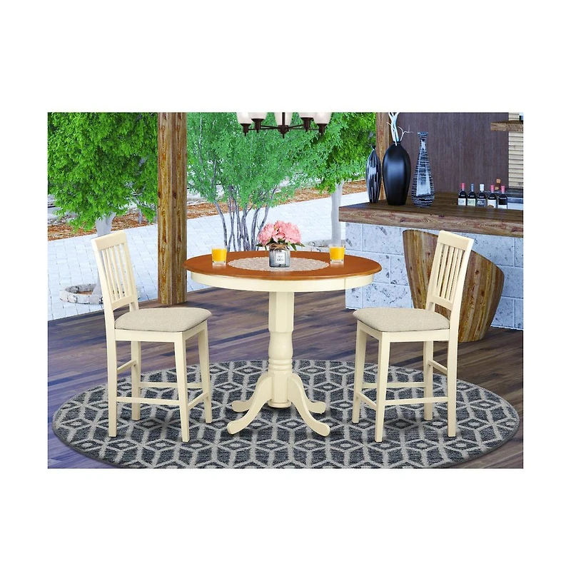 East West Furniture 3 Pcpub Table set - counter height Table and 2 counter height Chairs