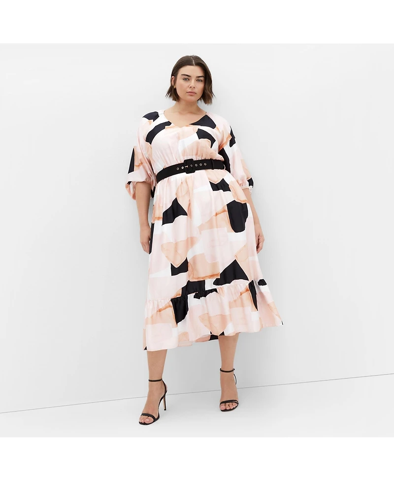 City Chic Plus Betty Print Midi Dress