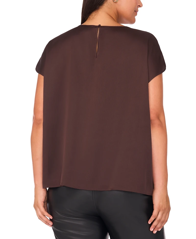 Vince Camuto Plus Size Crewneck Shirring Short Sleeve Blouse