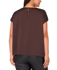 Vince Camuto Plus Size Crewneck Shirring Short Sleeve Blouse