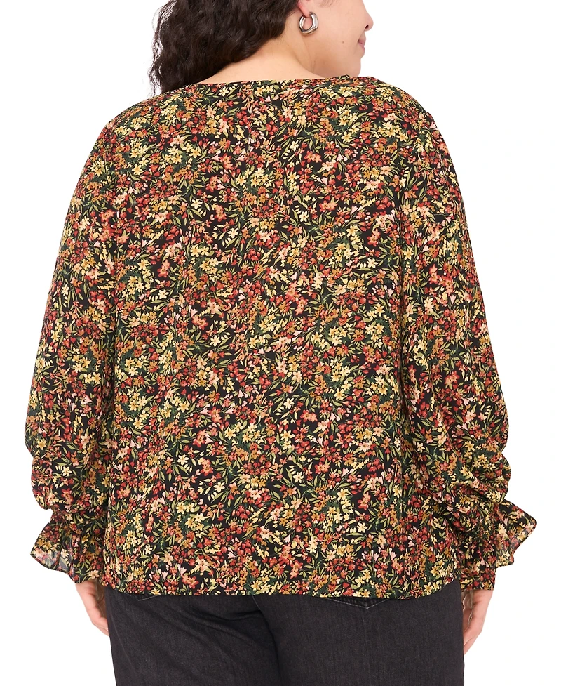 Vince Camuto Plus Balloon Sleeve V-Neck Blouse