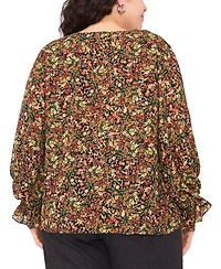 Vince Camuto Plus Balloon Sleeve V-Neck Blouse