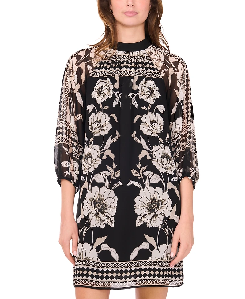 Msk Women's Mock Neck Shift Dress