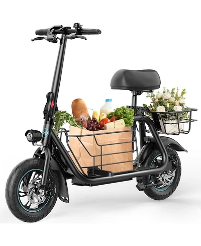 Urbanmax Electric Scooter with Seat, 550W Motor, 18.6MPH, 20 Miles Range, Large Storage Basket