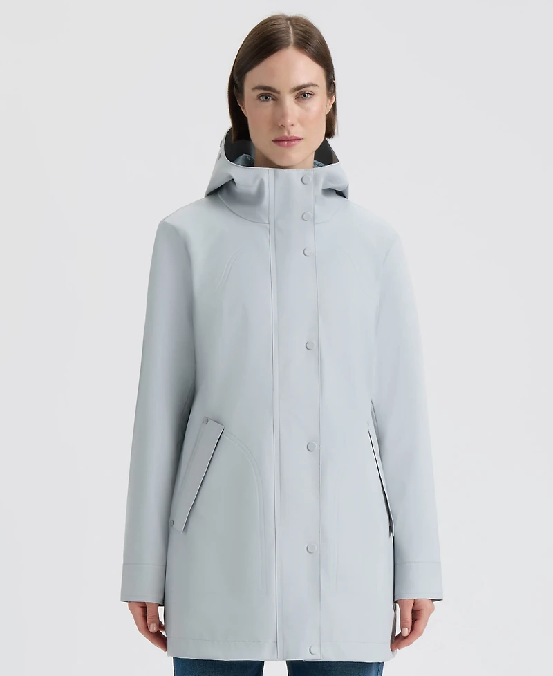 Hunter Women's Hooded Rubberized Waterproof Rain Coat