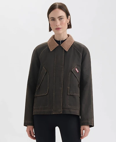 Hunter Women's Short Faux Fur-Lined Waxed Jacket