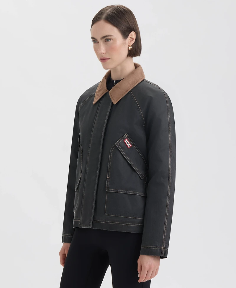 Hunter Women's Short Faux Fur-Lined Waxed Jacket