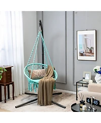 Gymax Hammock Swing Chair with Cushion Hanging Hardware Kit Indoor Outdoor