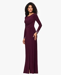 Betsy & Adam Women's Long Sleeve Beaded Cuff Dress