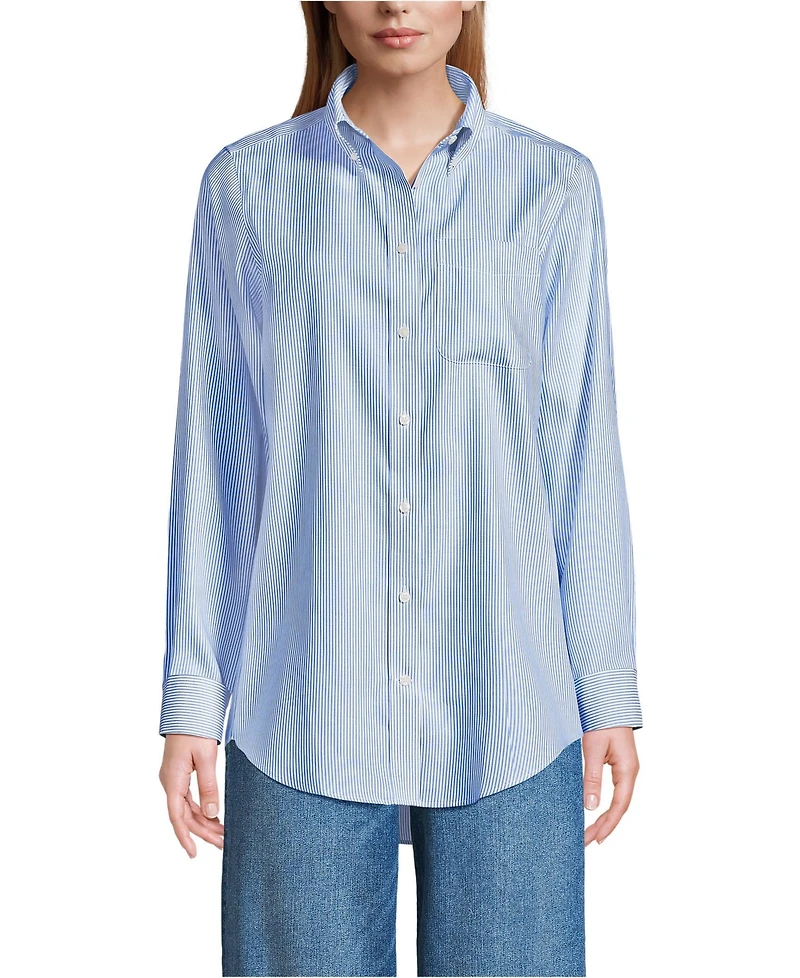 Lands' End Women's No Iron Pinpoint Mens Fit Shirt