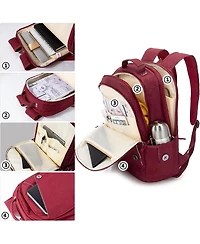 15.6 inch Laptop Backpack for Women, Stylish Buttons Decor Daypack Fit 15.6 inch Notebook, Water Resistant Computer Notebook Bag with Usb Charging Por