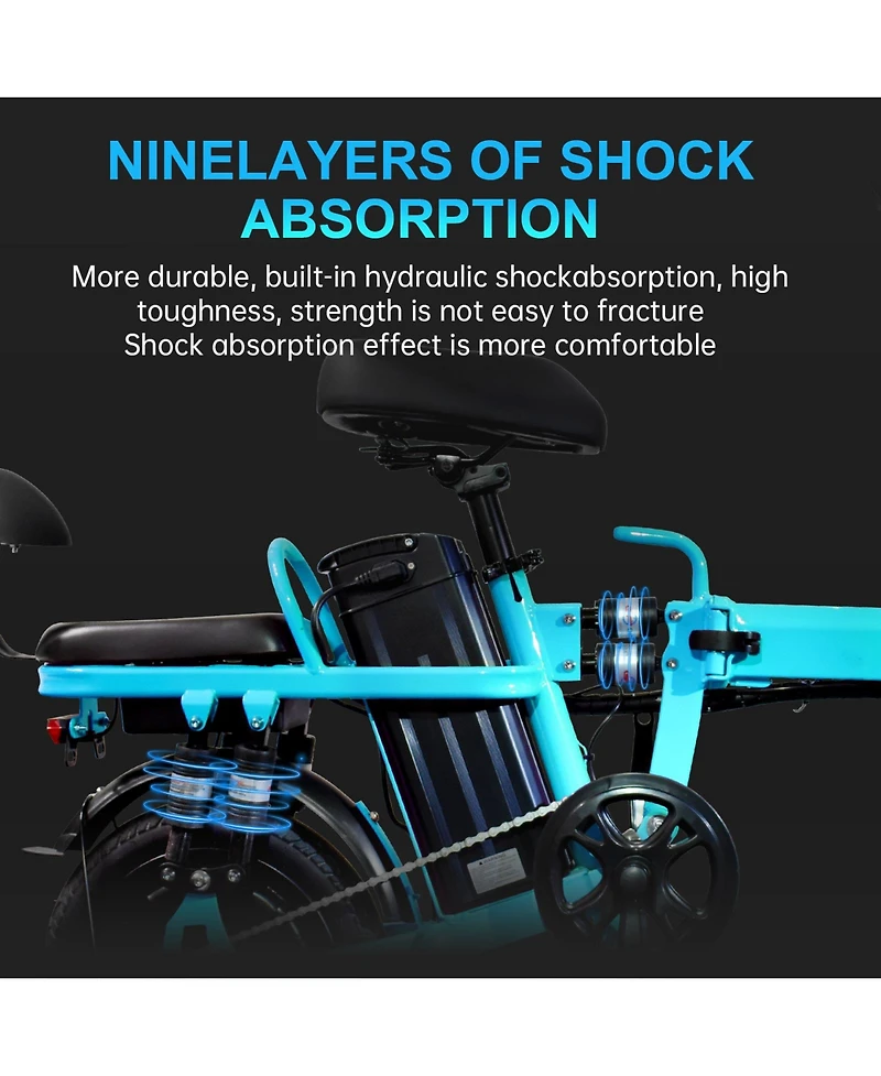 Foldable Electric Bicycle, 500W Peak Motor 45 Miles 80KM Max Range, Upgraded E-bike with Front Basket, Phone Holder and Digital Display