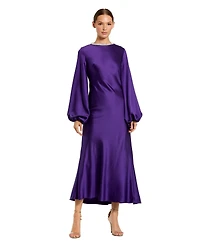 Mac Duggal Women's High Neck Long Sleeve Crystal Detail Dress