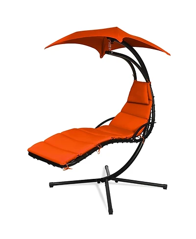 Gymax Patio Hammock Swing Chair Hanging Chaise w/ Cushion Pillow Canopy