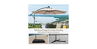 10 Feet Offset Hanging Umbrella with Base and Infinite Tilt