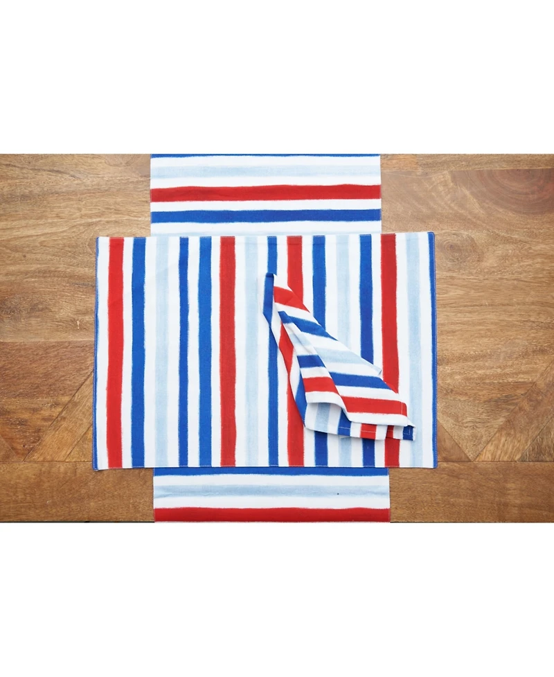Watercolor Patriotic Stripe 4th of July Cotton Napkin Set of 6