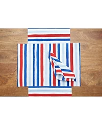 Watercolor Patriotic Stripe 4th of July Cotton Napkin Set of 6