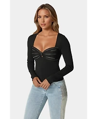 Bebe Embelished Long Sleeve Sweater