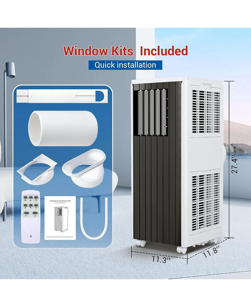 gaomon 8,000 Btu Portable Ac - New Model, Compact, Lightweight, Easy to Move with Wheels, Quiet Operation, Includes Window Venting Kit